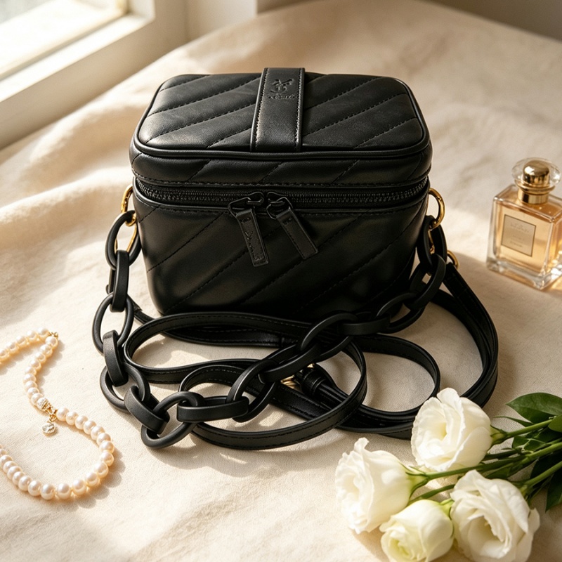 Women Bags Ysl - YSL Black Chevron Leather Square Makeup