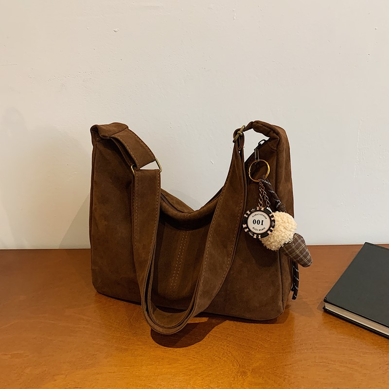 Women Bags Branded Sale - Faux Suede Solid Color Shoulder Bags