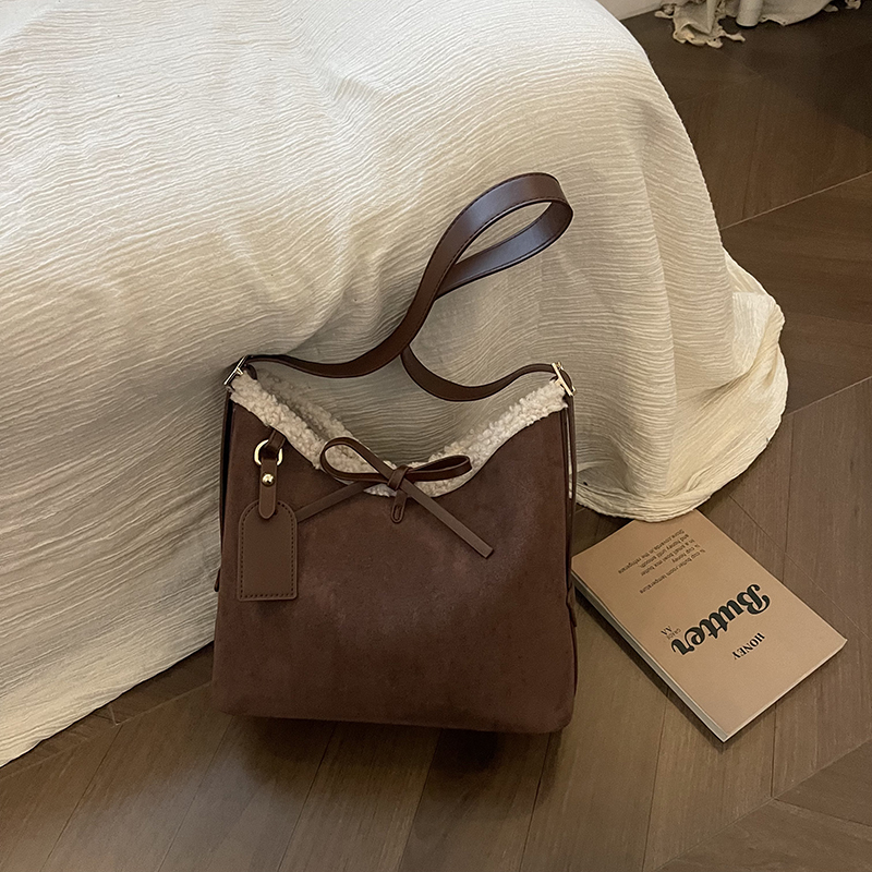 Faux Suede Solid Color Bow Cro - огляд і ціна Women Bags Branded Sale