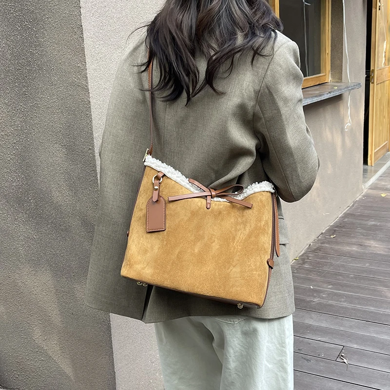 Faux Suede Solid Color Bow Cro - огляд і ціна Women Bags Branded Sale
