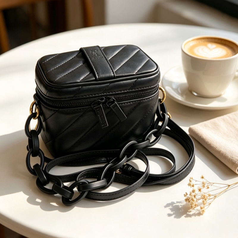 YSL Black Chevron Leather Squa - огляд і ціна Women Bags Ysl